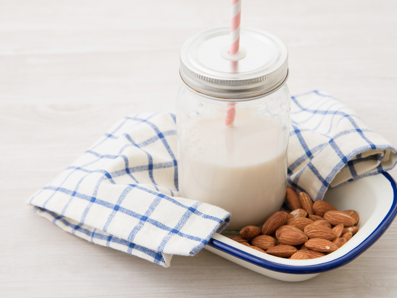 Froth Almond Milk in a Jar