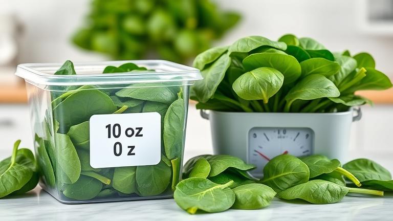 10 oz frozen spinach equals how much fresh?