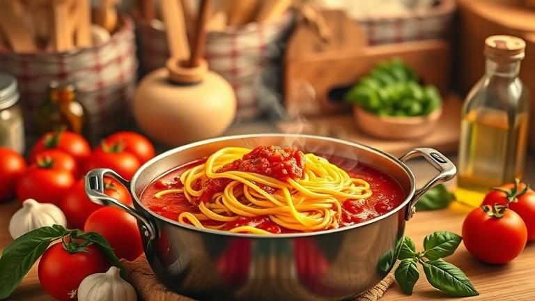 make spaghetti with tomato sauce?