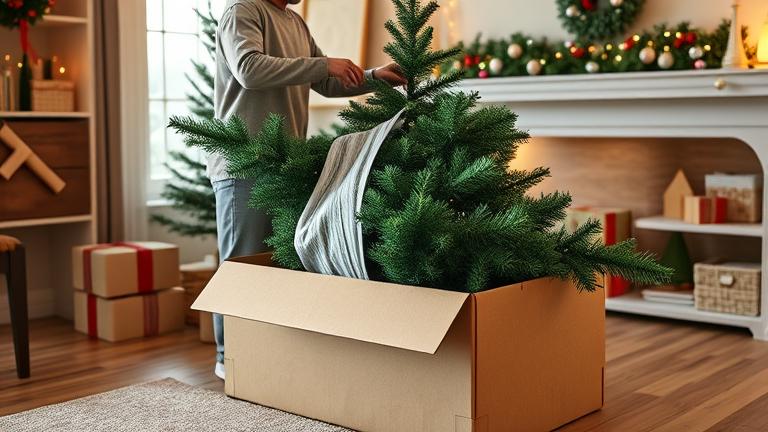 how to store christmas tree in a box?