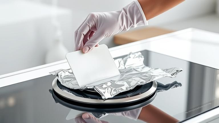 how to remove melted aluminum foil from glass stovetop?