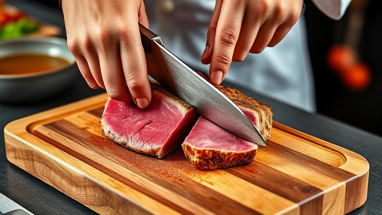 how to slice seared tuna?