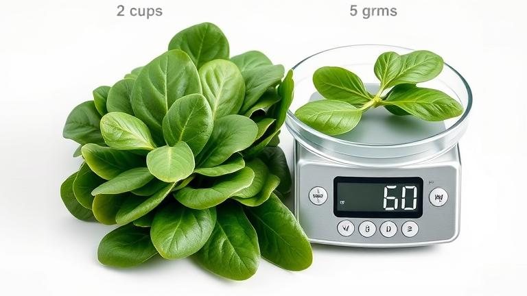 how much are 2 cups of spinach in grams?