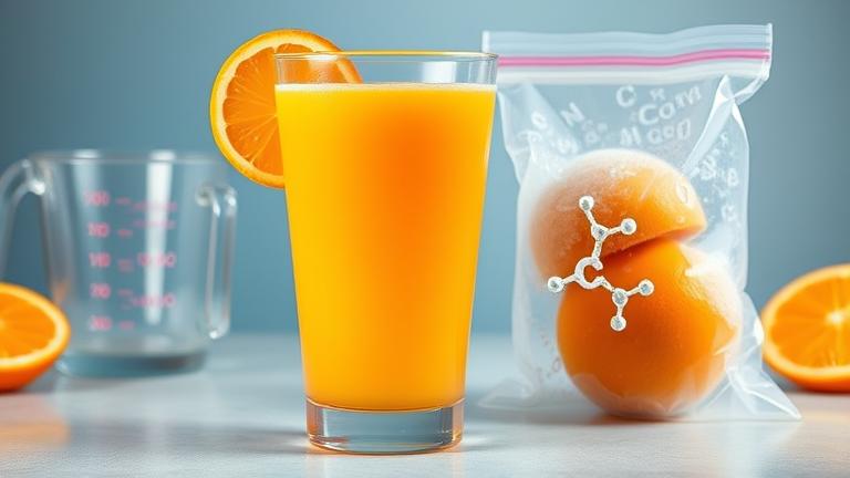 Does freezing orange juice affect vitamin C?