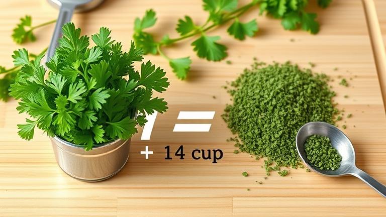 what is the equivalent of 1 4 cup of fresh parsley in dried parsley
