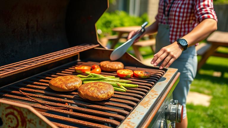is it ok to bbq on a rusty grill?