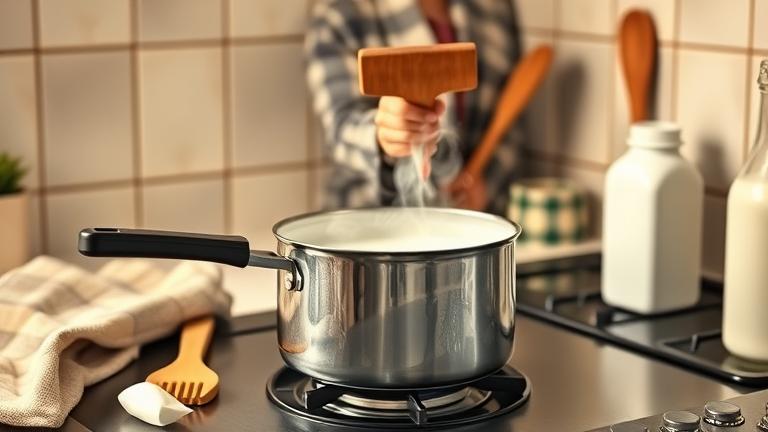 how to heat milk on the stove?