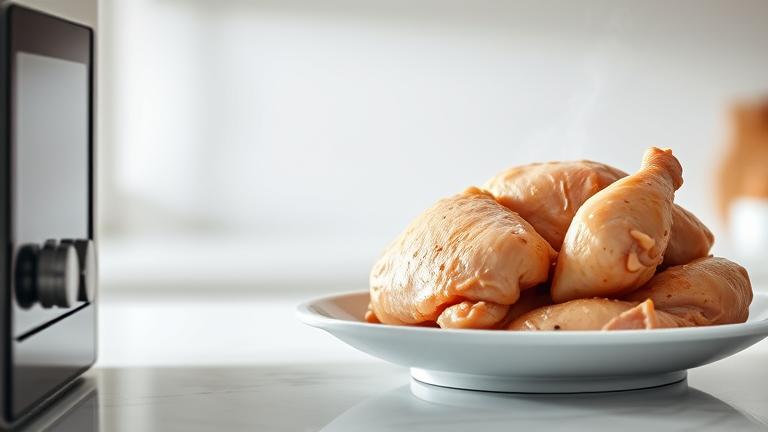 do you have to defrost frozen cooked chicken?