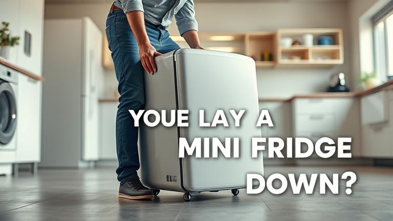 can you lay a mini fridge down?