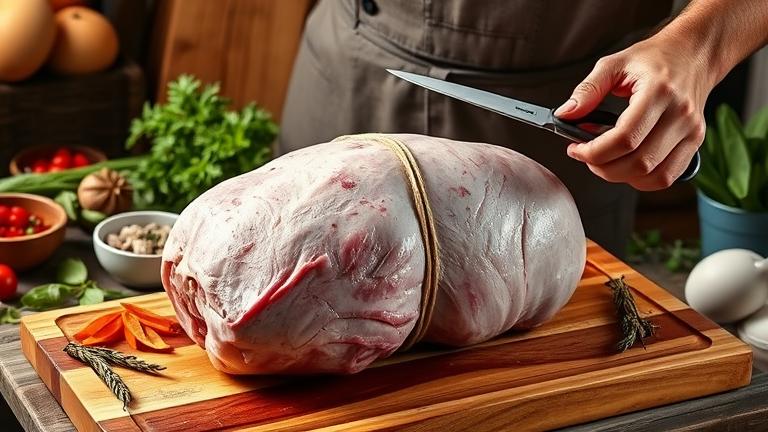 do you cut string off lamb before cooking?