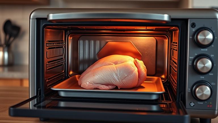 can you cook raw chicken breast in a toaster oven?