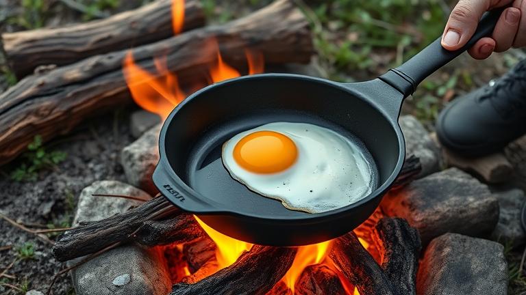 how do you cook an egg over a fire?