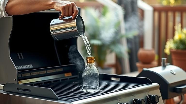 can you pour water on a grill?