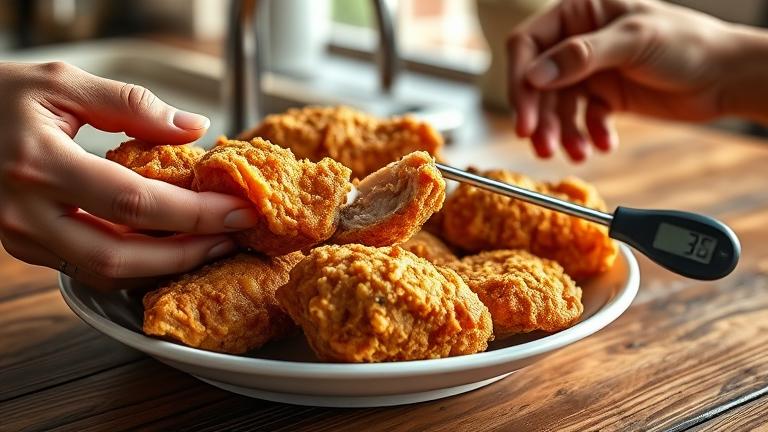 how do you tell if fried chicken is done without a thermometer?
