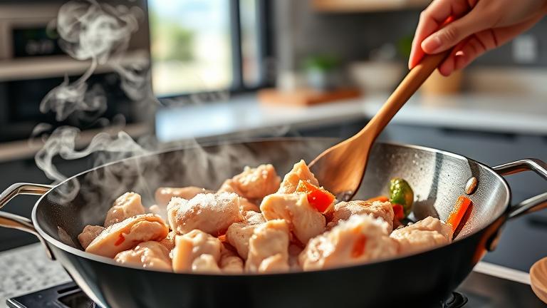 can you stir fry partially frozen chicken?