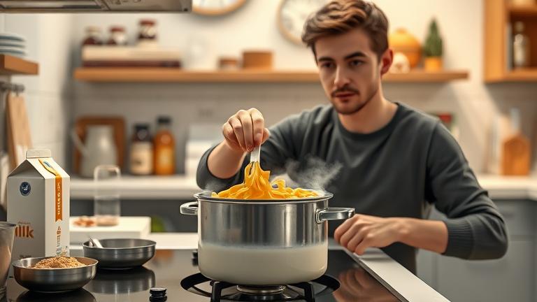 can you cook pasta in milk?