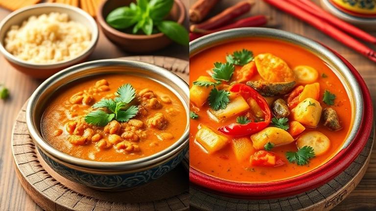 differences between indian and thai curry?