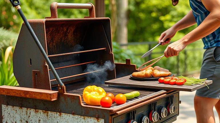 can you cook on a rusty grill?