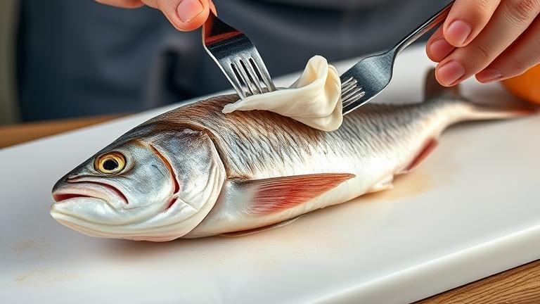 how do you remove skin from cooked fish?