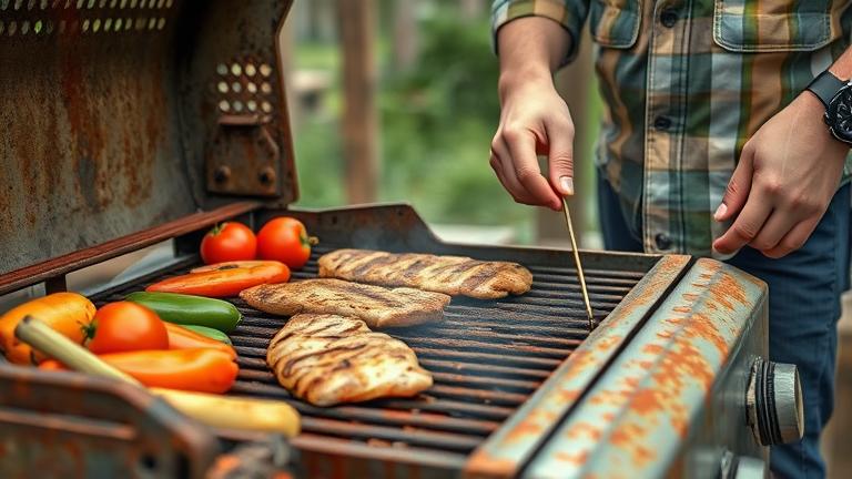 is it ok to cook on a rusty bbq grill?