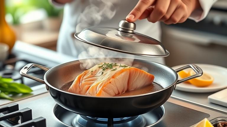 how do you steam salmon in a frying pan?