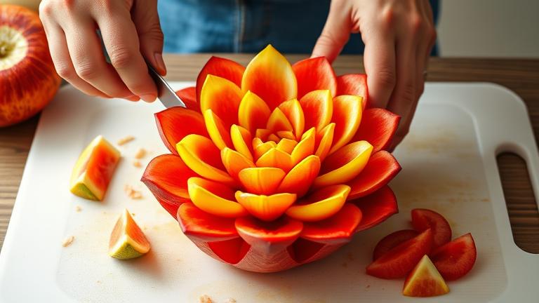 how do you cut a fruit into a flower?