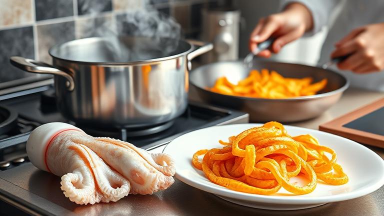 do you boil squid before frying?