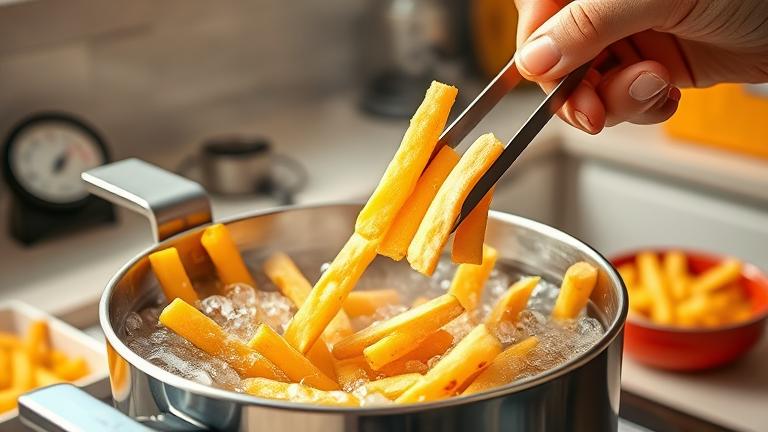 how to fry frozen french fries?