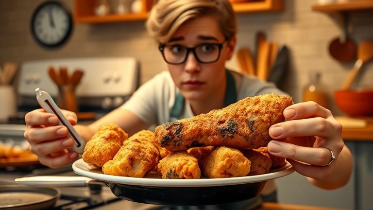 why does my fried chicken turn dark?