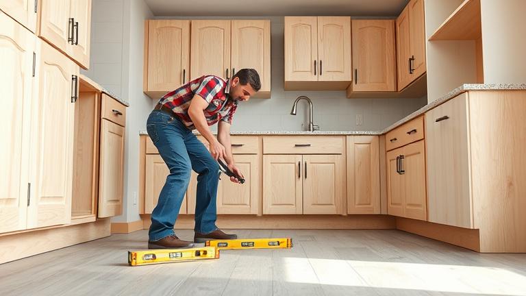 how to install base kitchen cabinets on an uneven floor? - Test Food ...