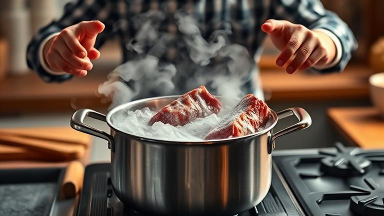 can i boil frozen ribs?