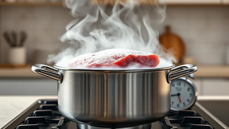 how long does it take to boil frozen meat?