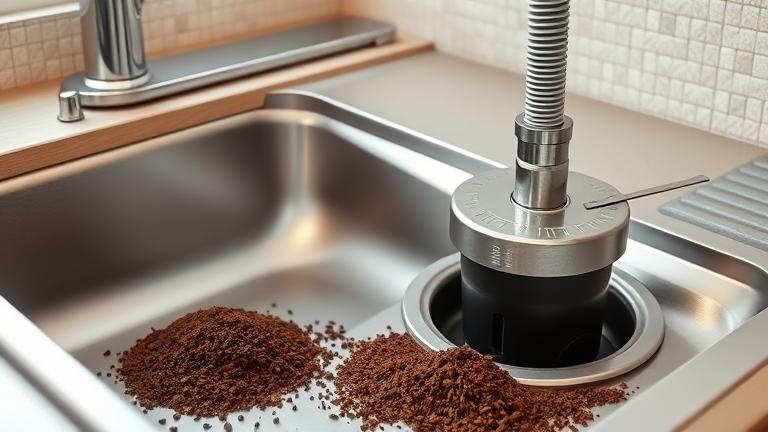 can coffee grounds go down the garbage disposal?