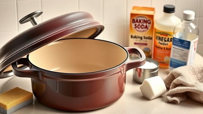 how do you get baked on grease off le creuset?