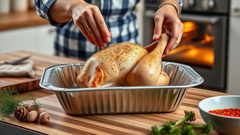 how do you bake chicken in aluminum pan?