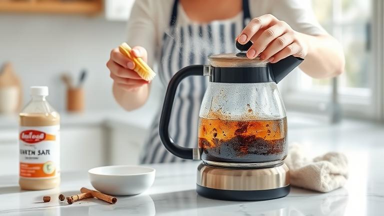 how to clean a burnt coffee pot?