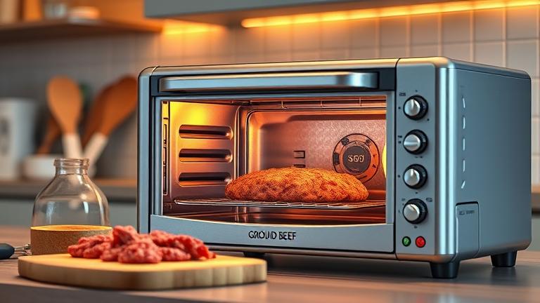 can you cook ground beef in a toaster oven?