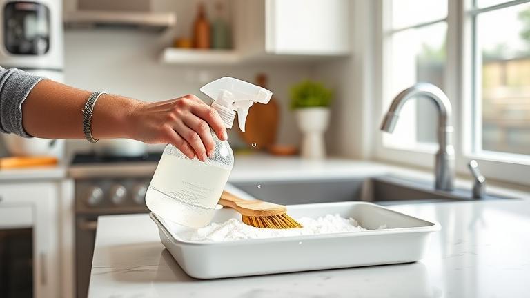 how do you clean baking soda trays with vinegar?