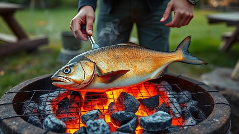 how do you cook fish on coals?