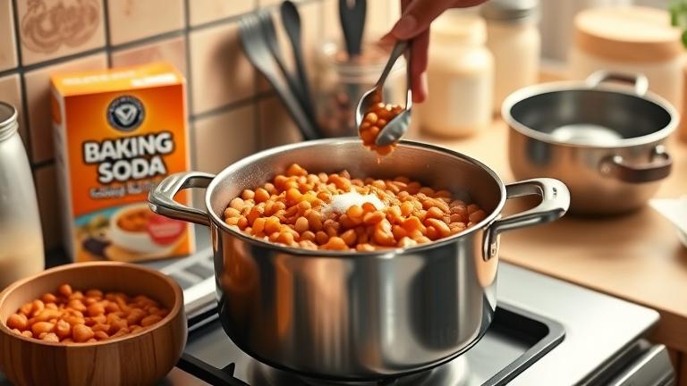will baking soda soften beans?