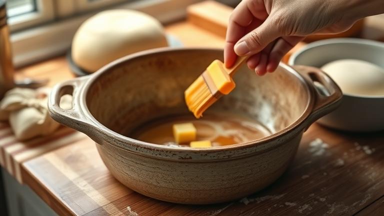 do you grease stoneware before baking?