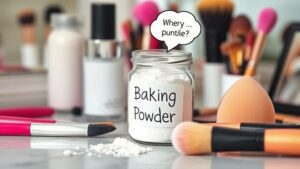 where do you put baking powder in makeup?
